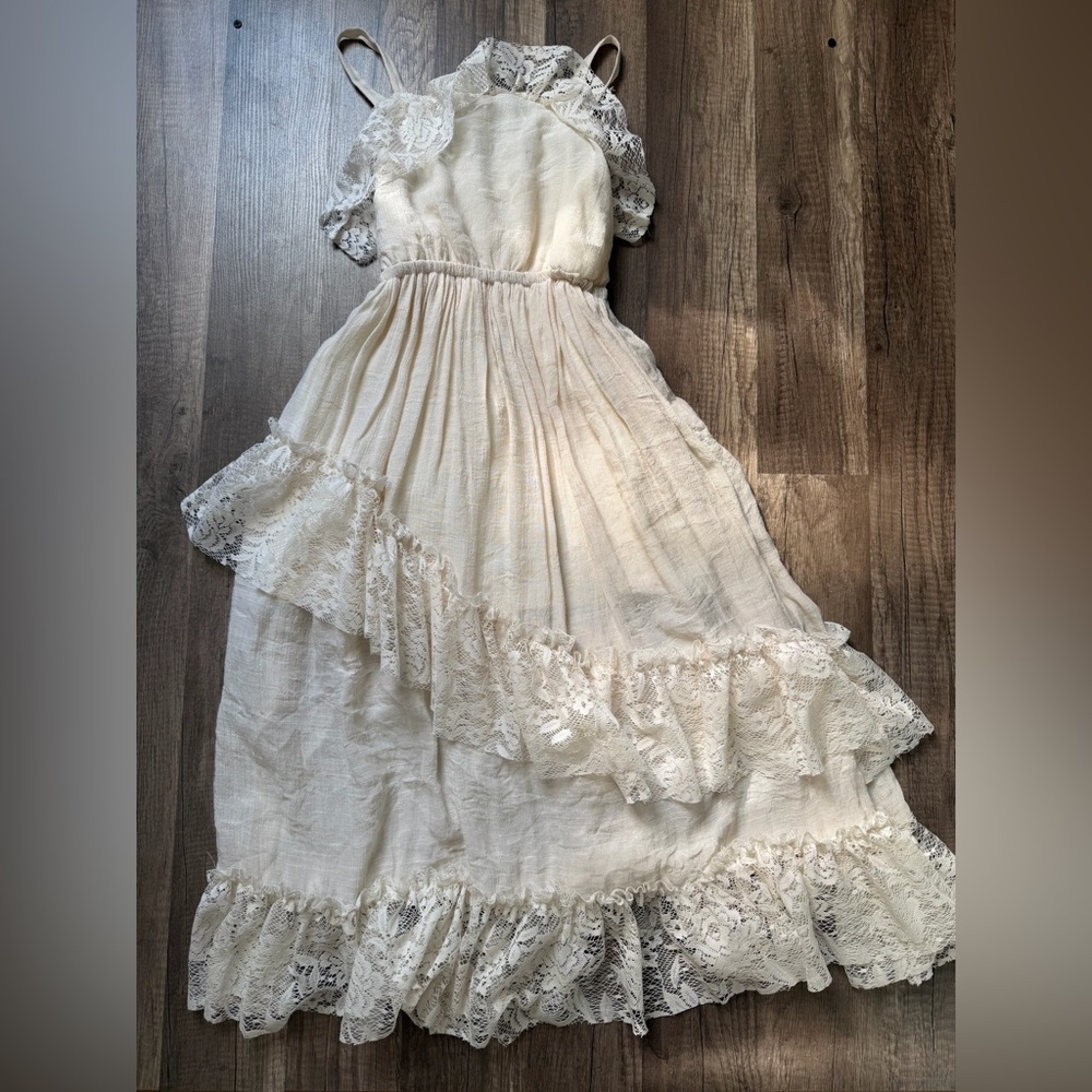 Joyfolie Cream Lace Ruffle Dress Girls 6t EUC